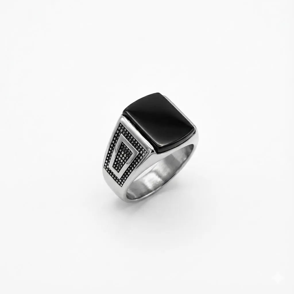 ONYX SQUARE STERLING RING