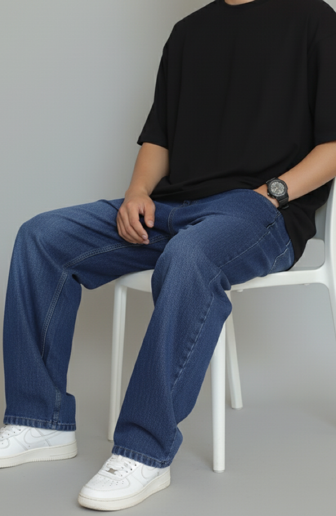 URBAN RENA DARK BLUE BAGGY JEANS